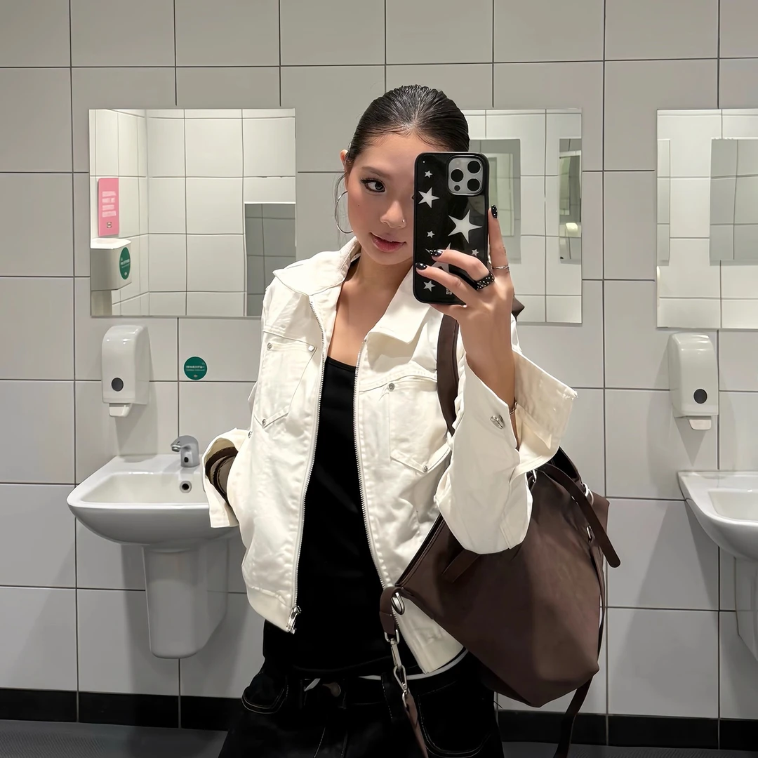 美式复古铆钉短款夹克高级质感翻领外套2025女秋辣妹休闲百搭上衣