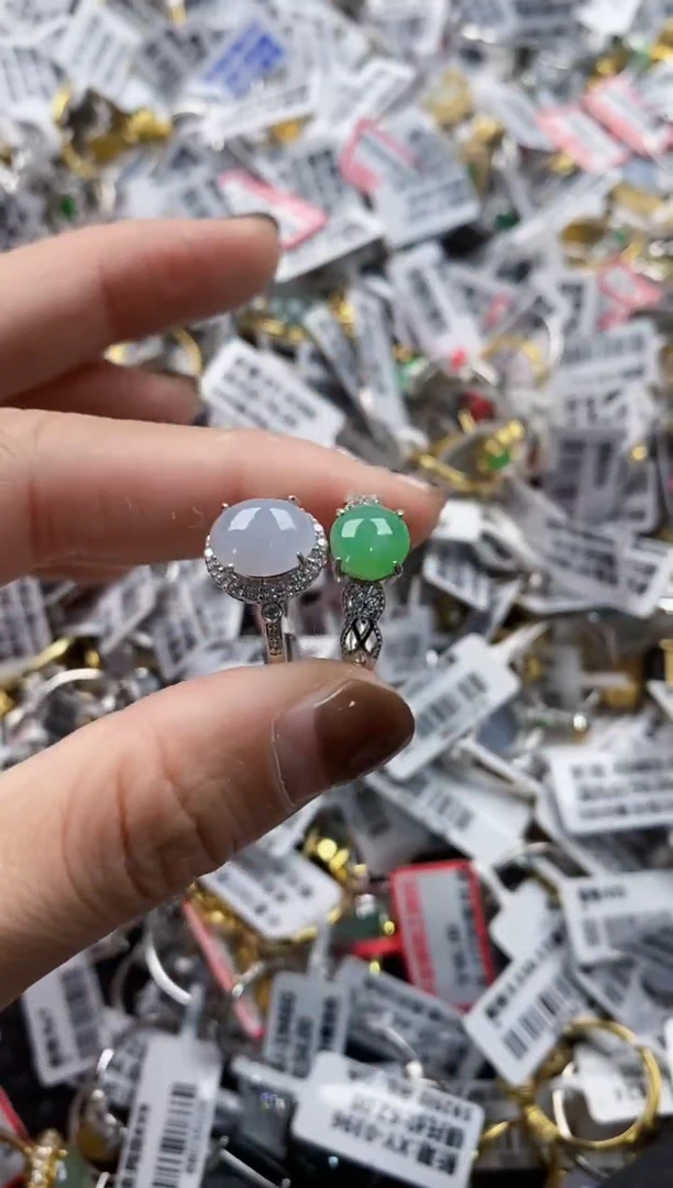 翡翠戒指银S925镶嵌2222----5