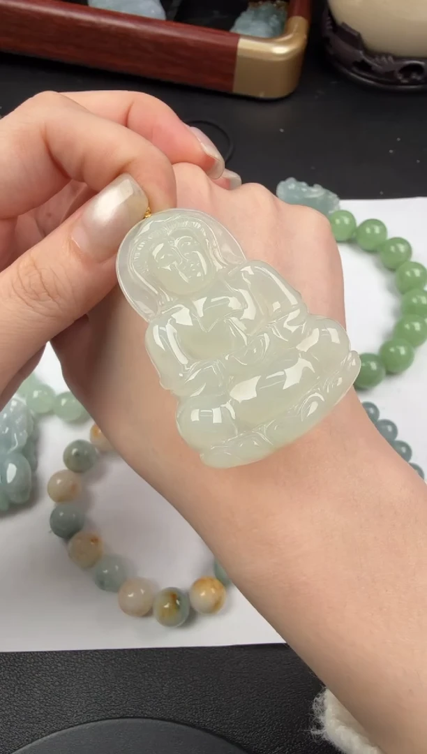 吊坠(不含链)18K金镶嵌翡翠翡翠饰品-329