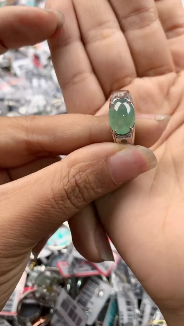 银S925镶嵌戒指翡翠101010----6