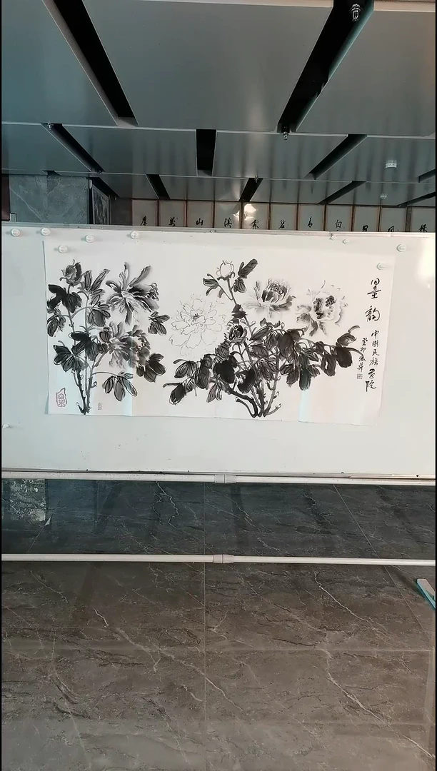 国画张淑升 墨牡丹四尺