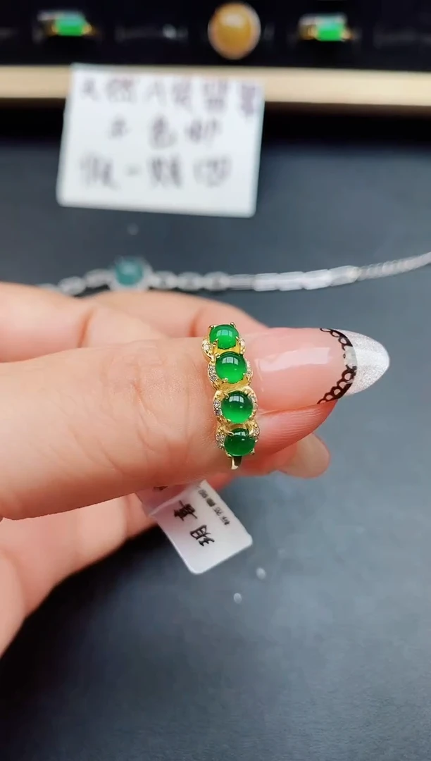 翡翠戒指银S925镶嵌50805