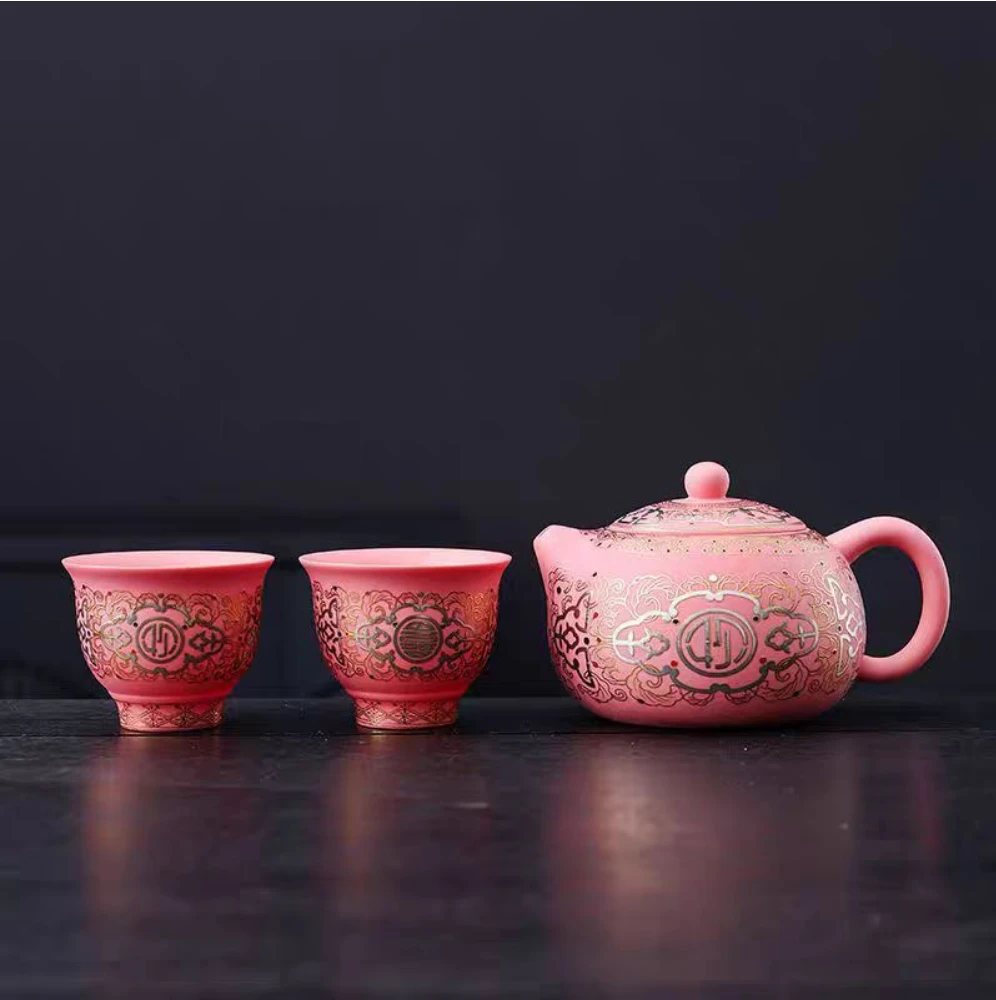 粉色西施壶【欢喜-敦煌】+2杯