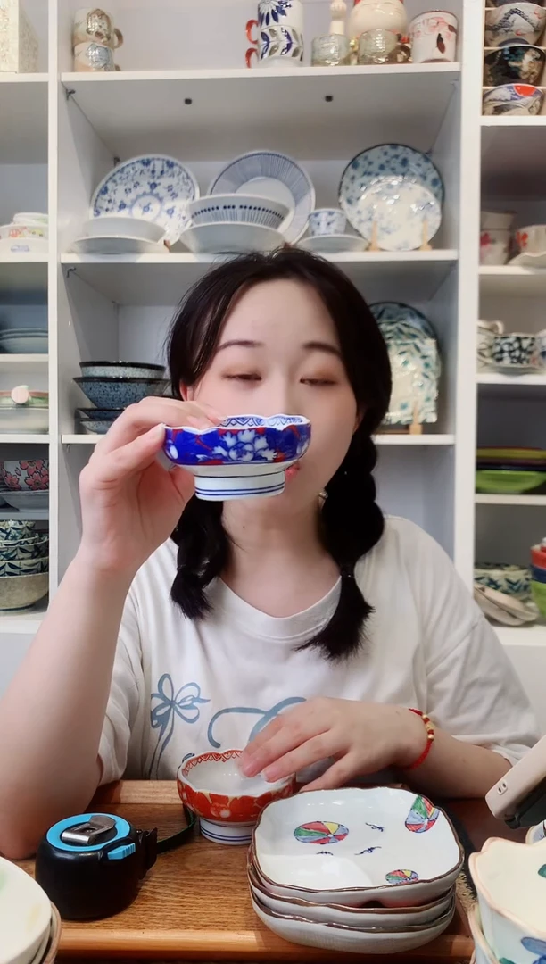 陶瓷【微瑕】蓝色高脚小碟