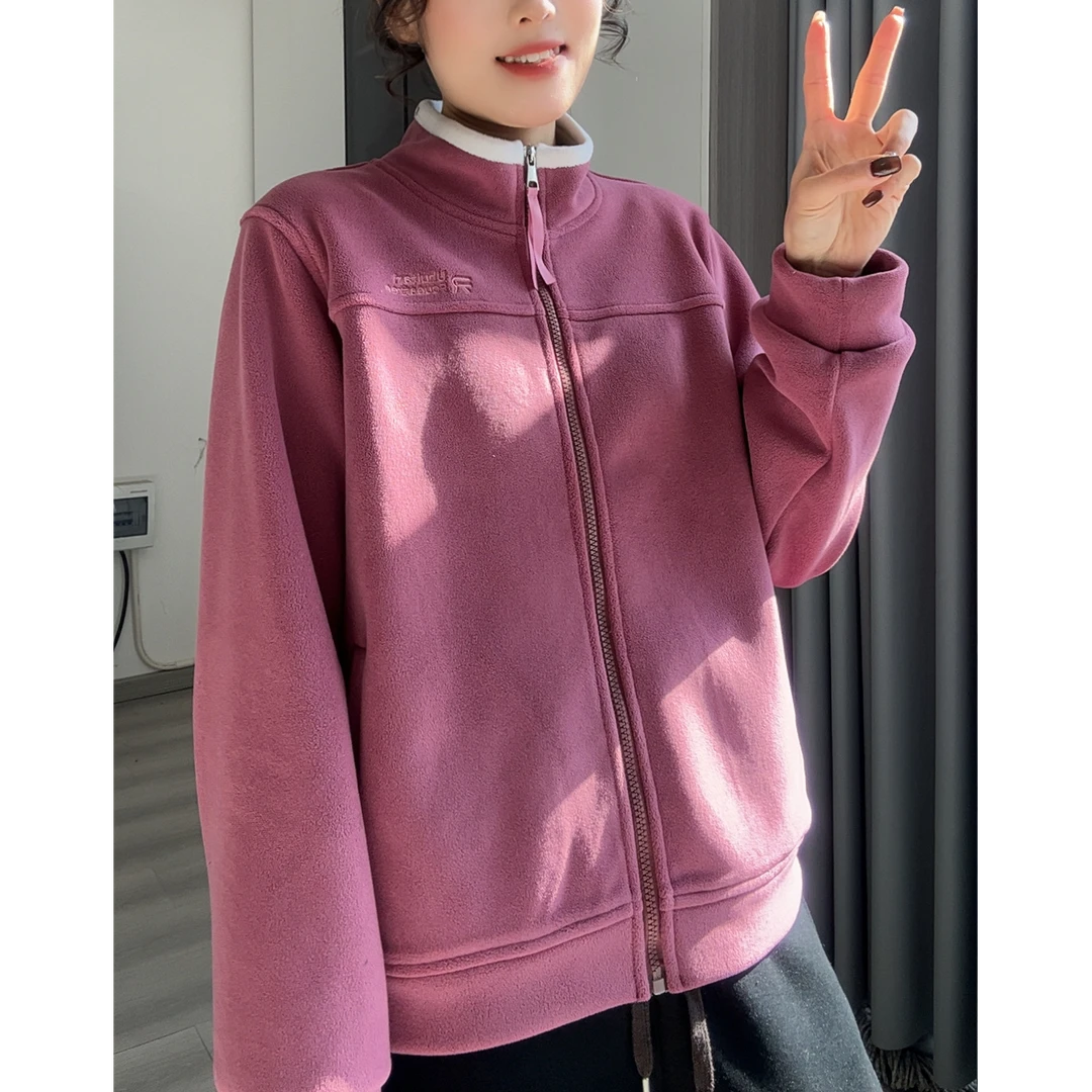 1602冬季新款百搭显瘦保暖防风加绒加厚卫女立领拉链外套女