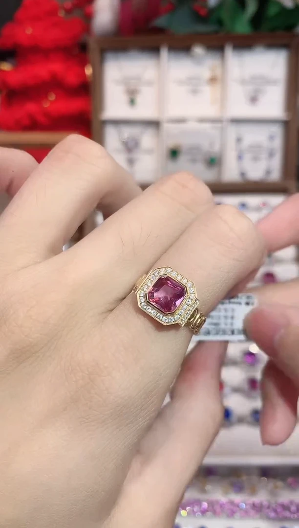 戒指彩色蓝宝石18K金镶嵌1.59ct/天然宝石/七天无理由