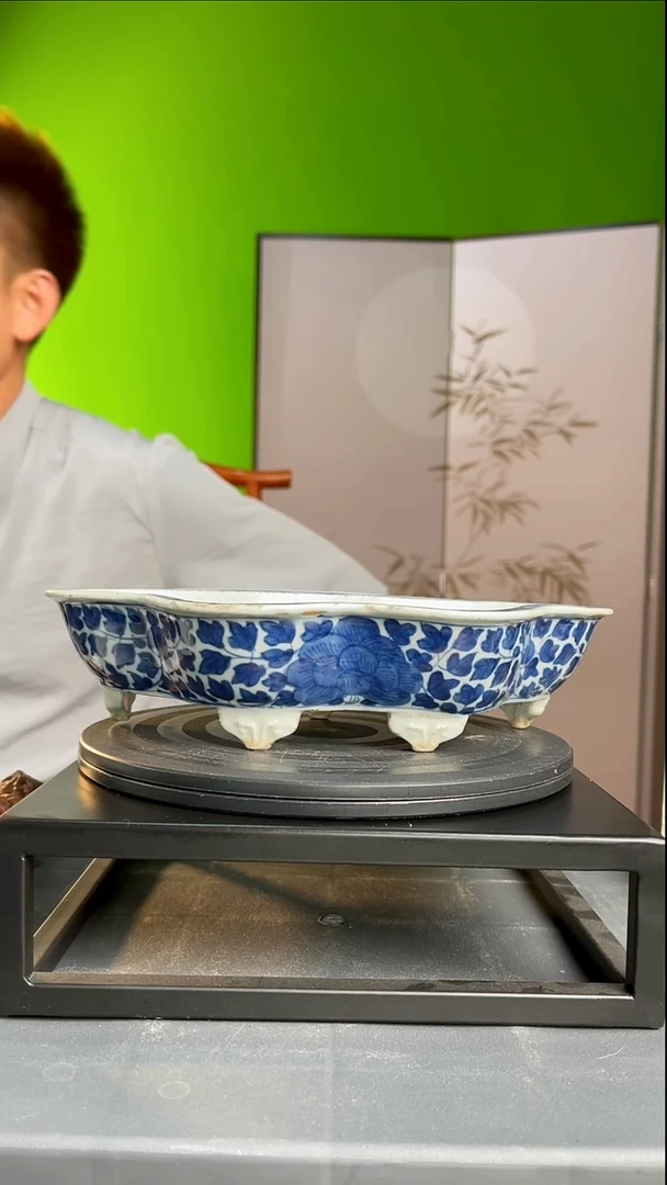 茶器用****5青花满工水仙盆