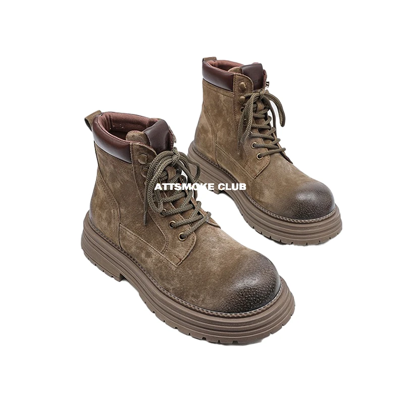 【线上商店】阿美咔叽Cleanfit百搭增高系带短靴复古圆头马丁靴