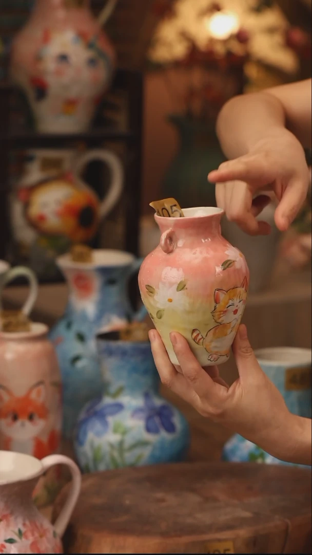 陶瓷105景德镇设计师手作花器摆件侘寂风