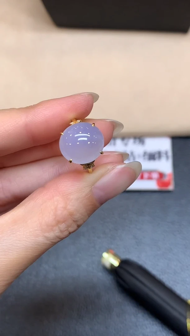 18K金镶嵌戒指翡翠5号【无鉴赏期】蛋面【无服务费