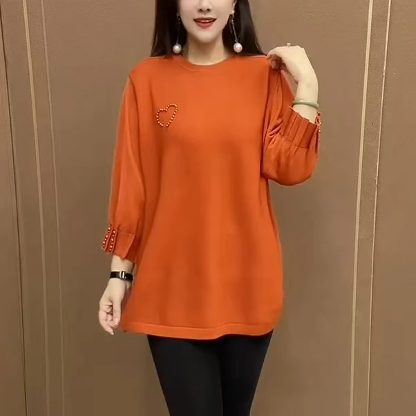 韩版新款百搭减龄女装毛衣2025春秋款中老年妈妈宽松休闲针织小衫