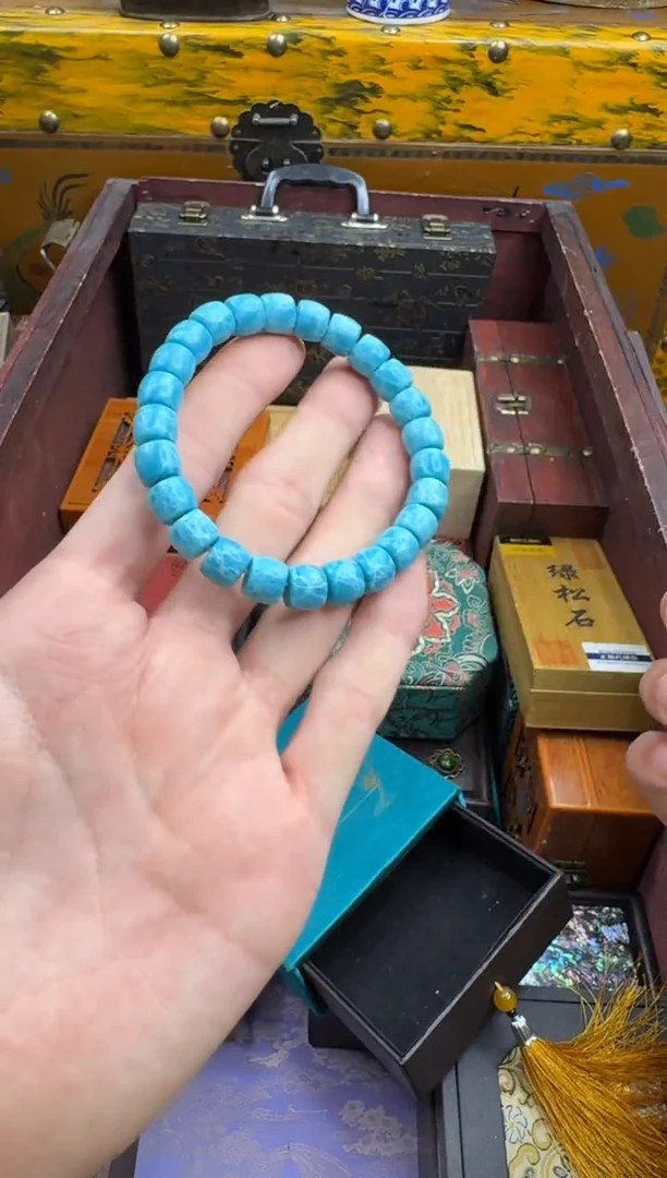 未镶嵌针钠钙石（海纹石）手串主播精品链接——————
