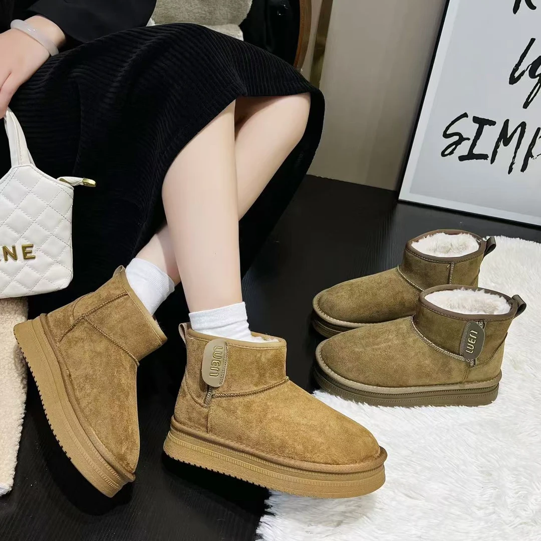 拿铁  2024新款保暖加绒时尚休闲女鞋百搭加厚防滑雪地靴3302