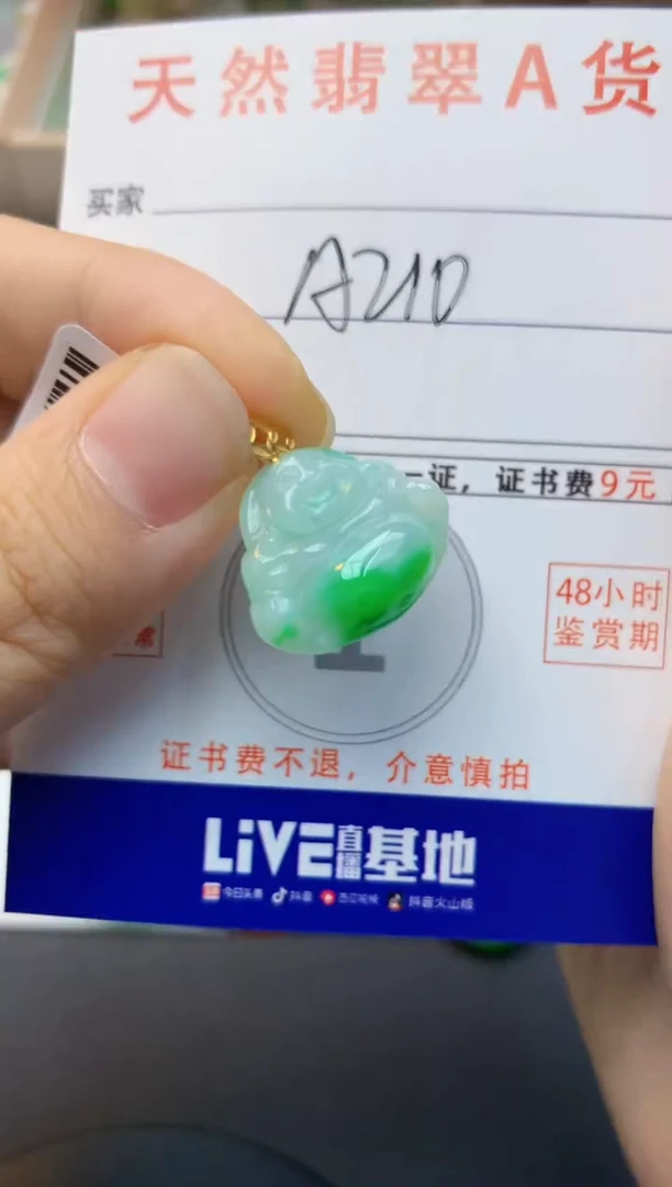 颈饰18K金镶嵌翡翠天然缅甸A货翡翠百元以上9元证书费自理