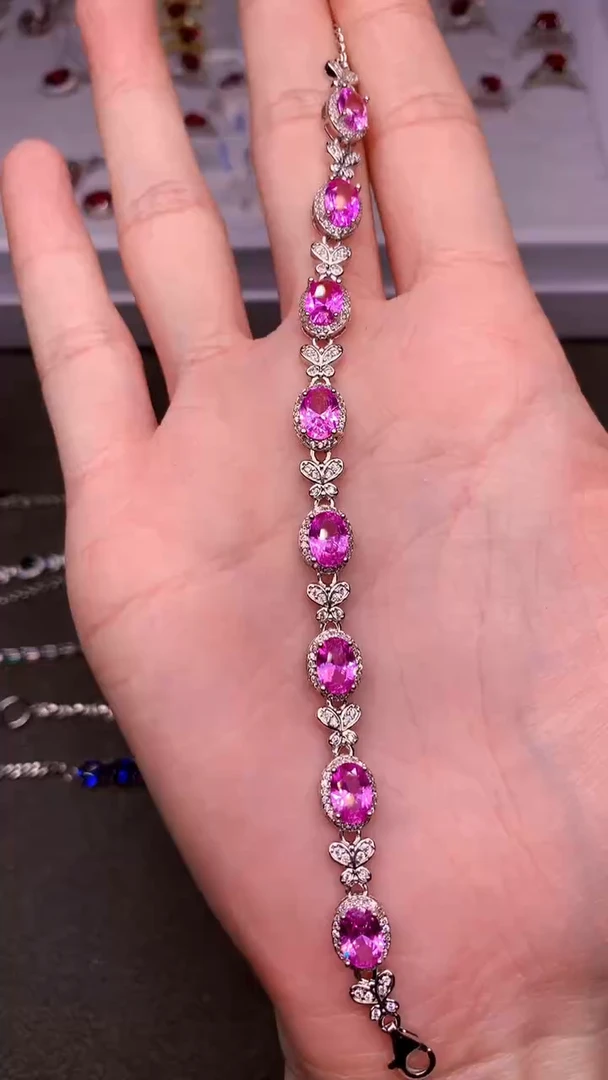 【闪购商品】蓝宝石手链银S925镶嵌.....