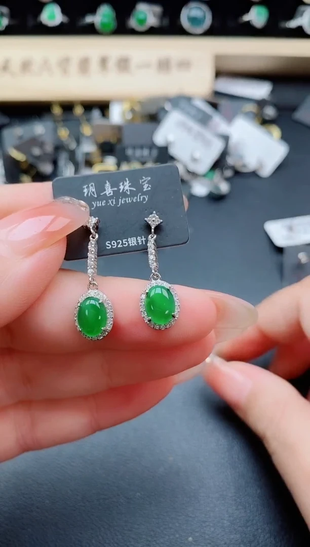 银S925镶嵌戒指翡翠1