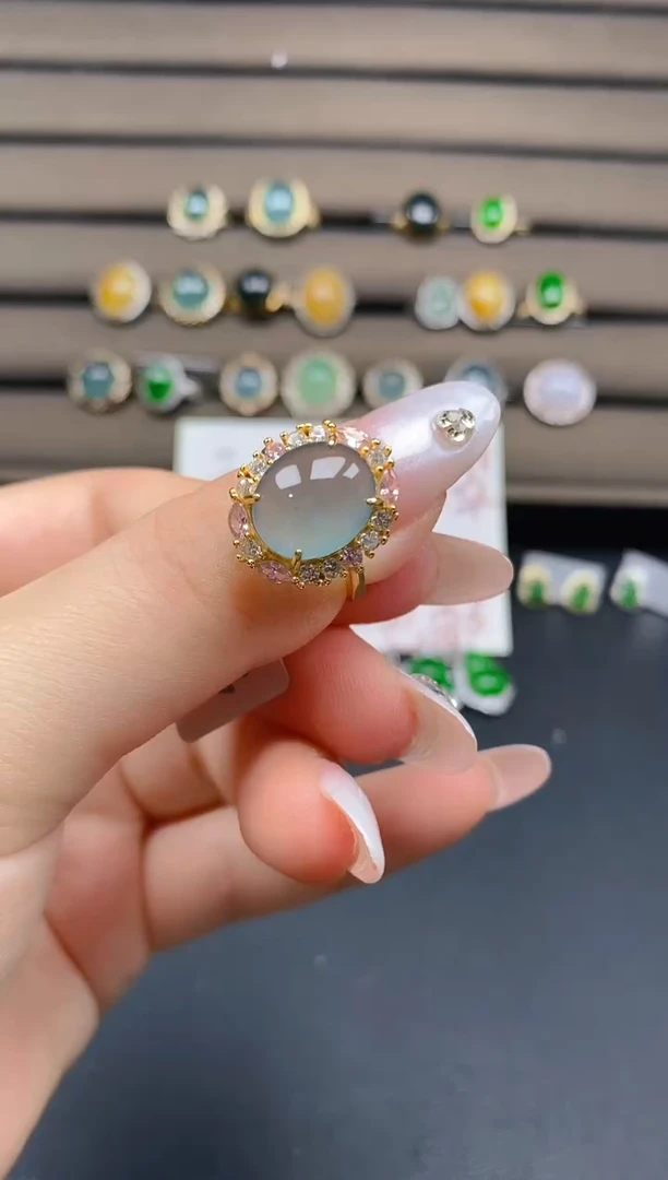 银S925镶嵌戒指翡翠95