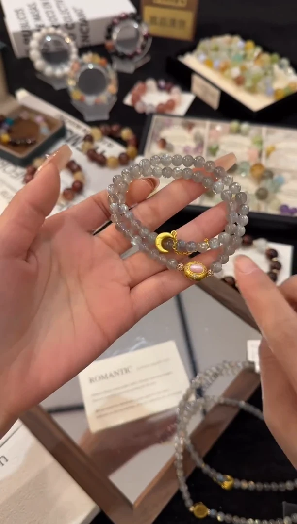 合金手链水晶灰月光双圈x1247