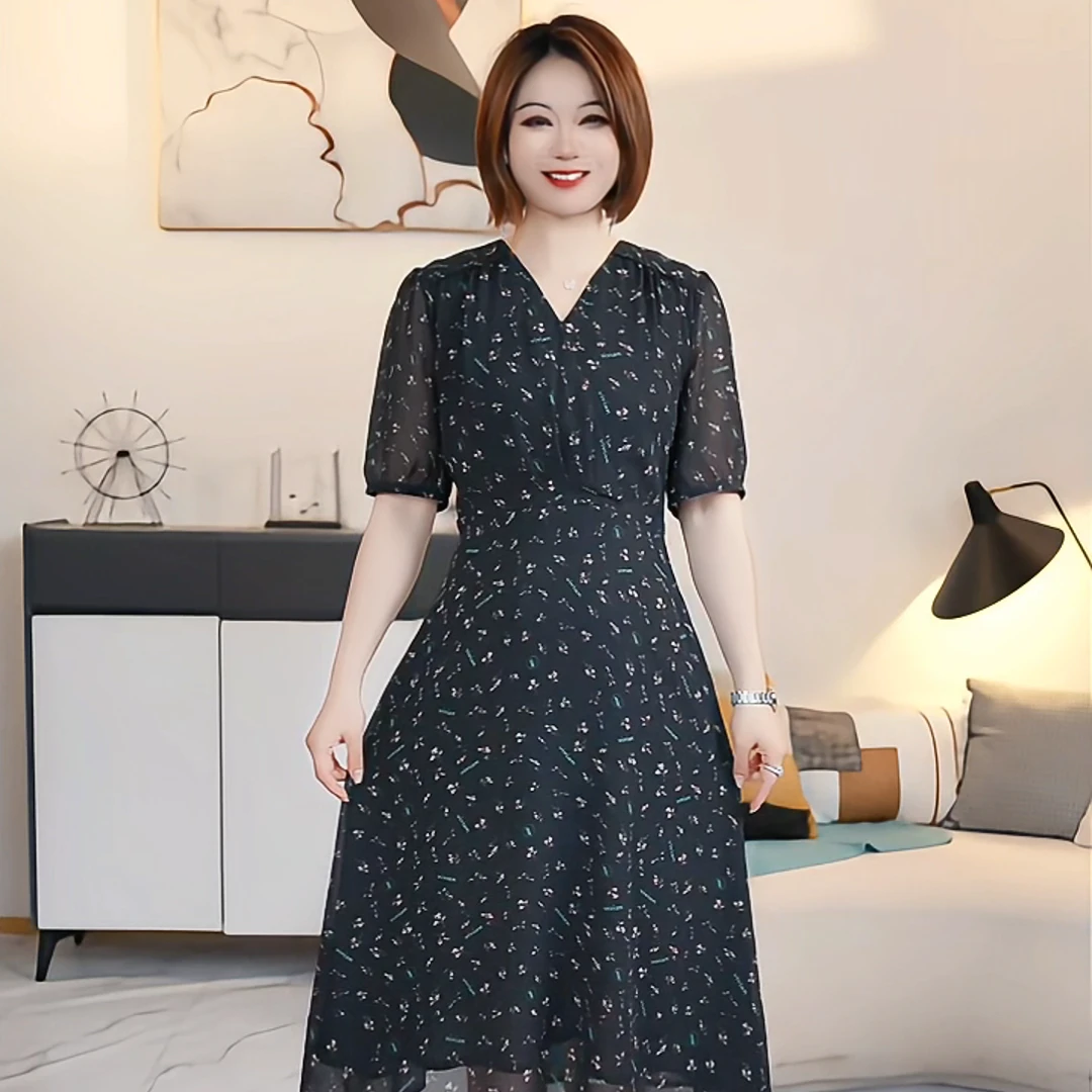 [敦N家]【深圳薇姐清仓】P高端大码原创遮肉显瘦连衣裙  P2028