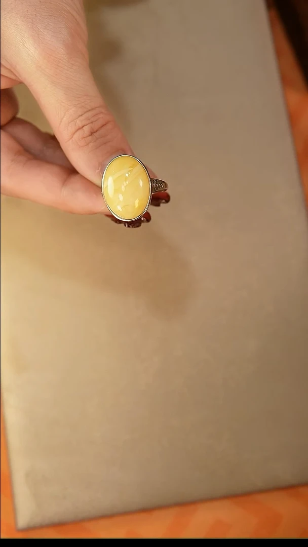 【闪购商品】琥珀戒指银S925镶嵌戒指