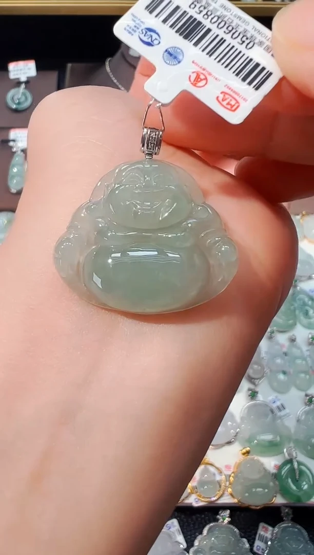 翡翠18K金镶嵌吊坠(不含链)佛公吊坠859