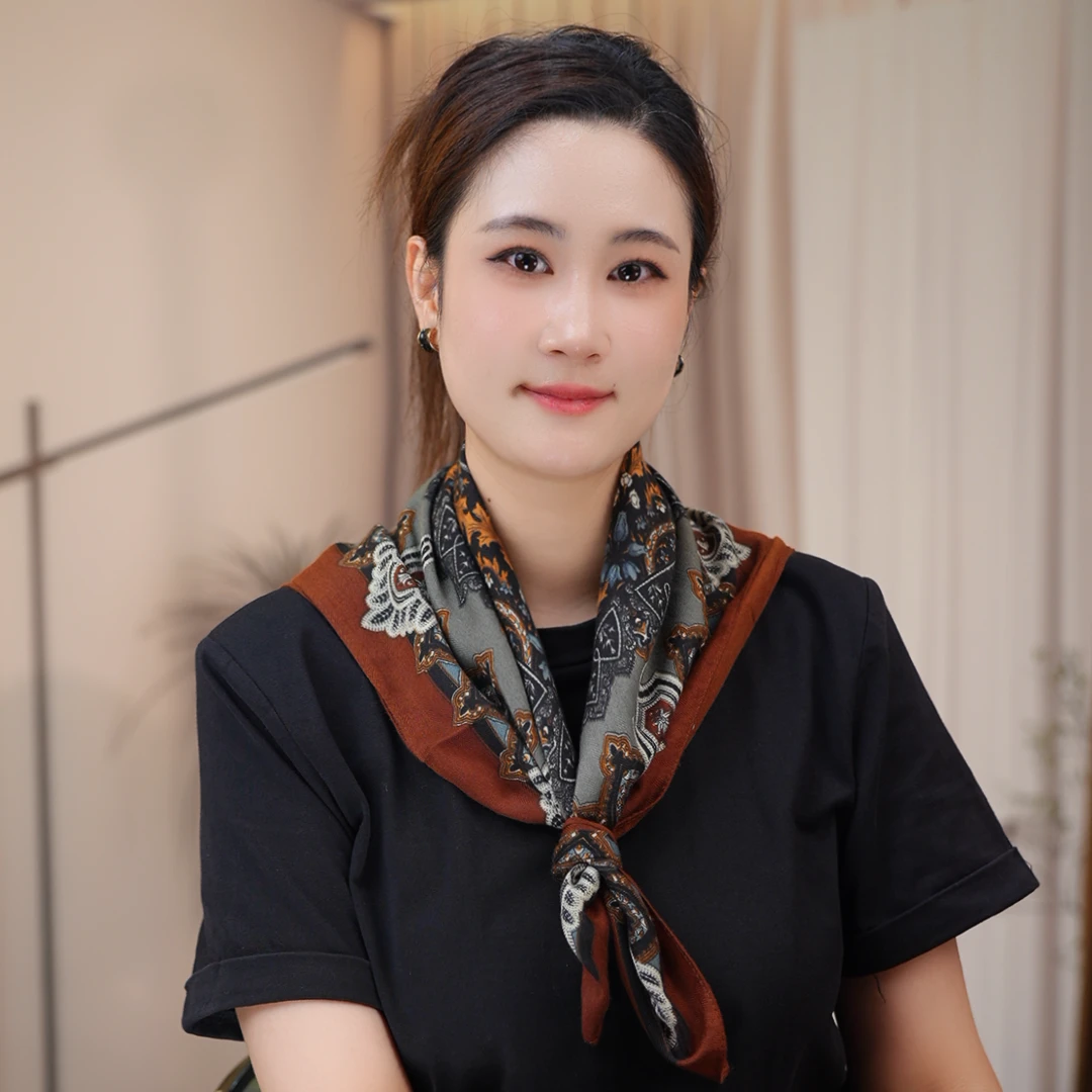 P9【摩卡棕调】新款单面棉质65*65精致小方巾