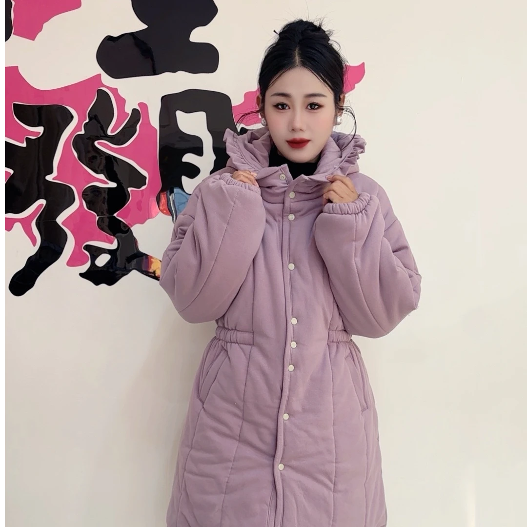 【XY】连帽棉花衣中长款保暖家居服