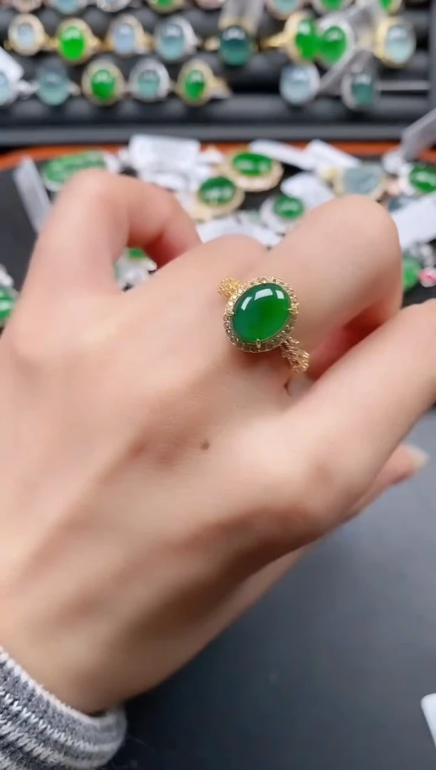 银S925镶嵌戒指翡翠111