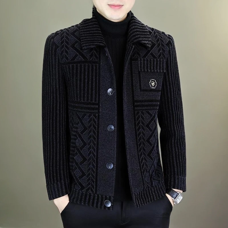 2025年冬新款翻领毛呢大衣中年毛呢男士秋季毛呢外套男士短款韩版