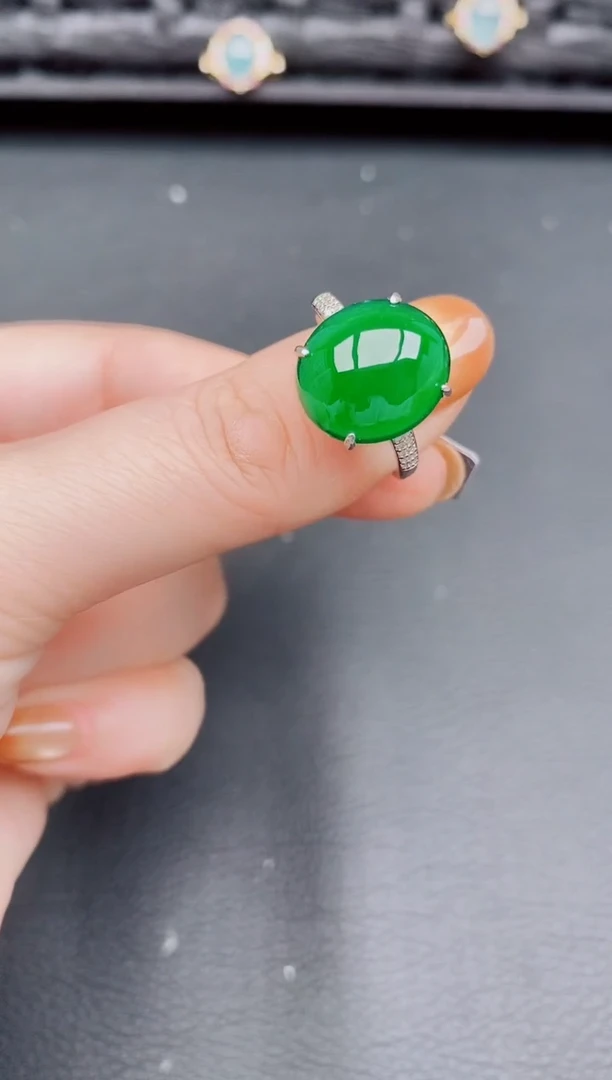 【闪购商品】翡翠戒指银S925镶嵌天然a货翡翠457