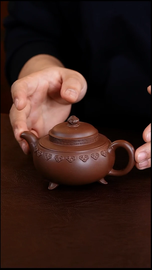 茶壶紫砂底槽青云肩如意壶