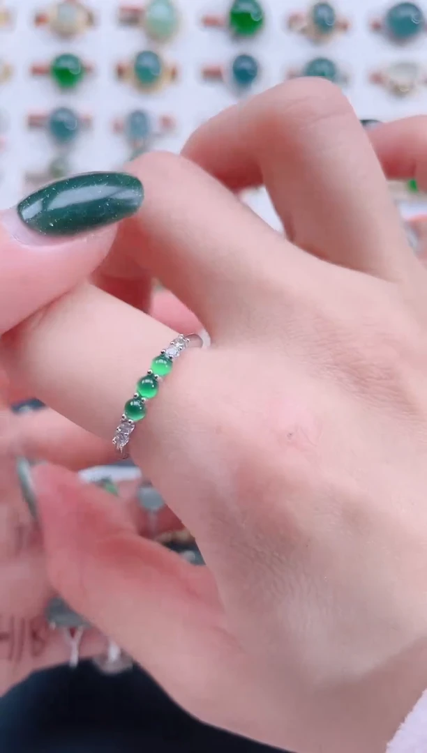 银S925镶嵌戒指翡翠天然翡翠