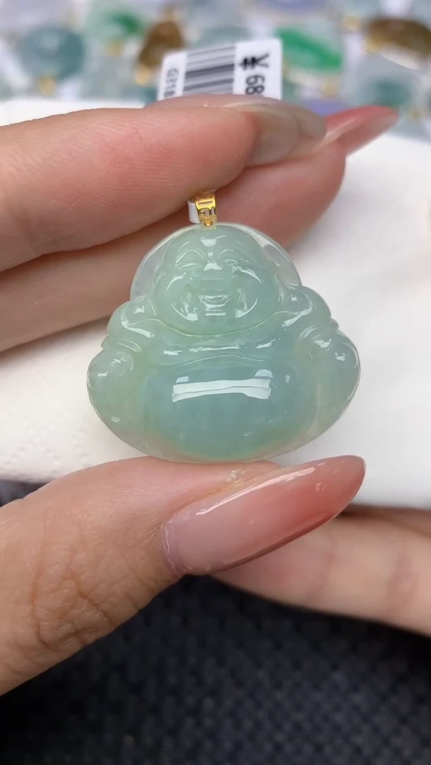 翡翠18K金镶嵌颈饰天然翡翠a货