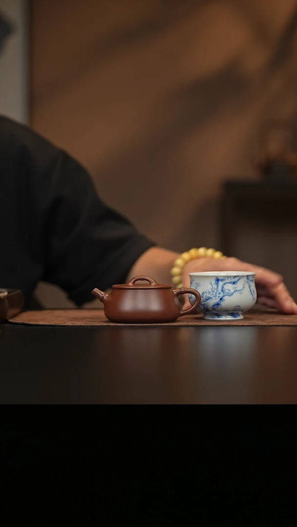 允禾斋  紫砂壶  紫泥 竹瓢