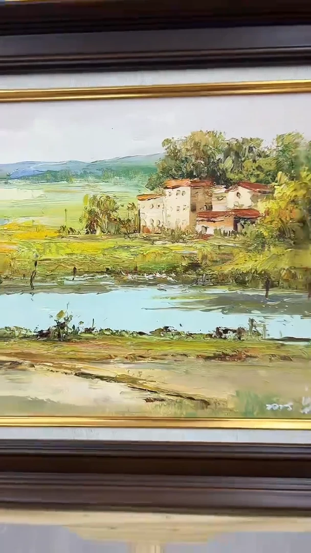 油画梁静-30x40-风景-带框