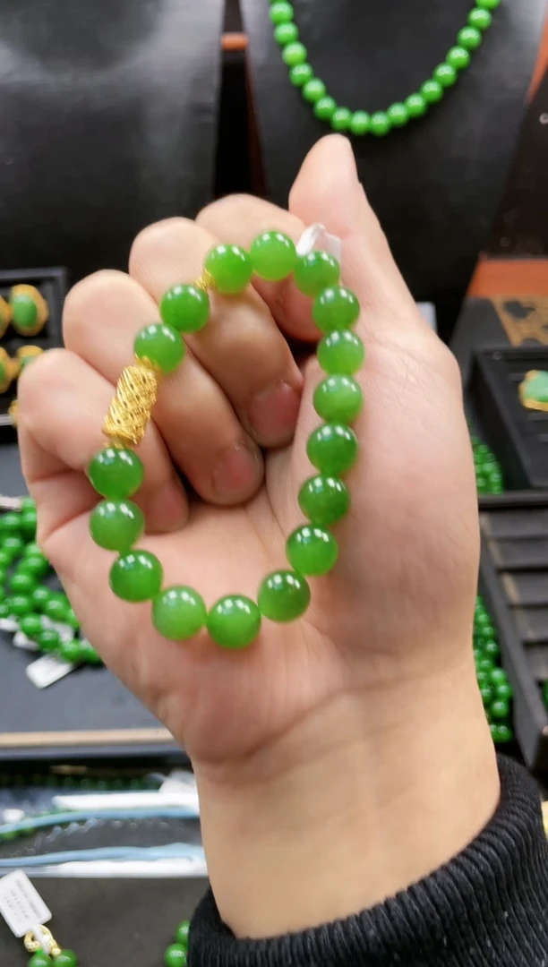 【闪购商品】和田玉手串18K金镶嵌多样性发一