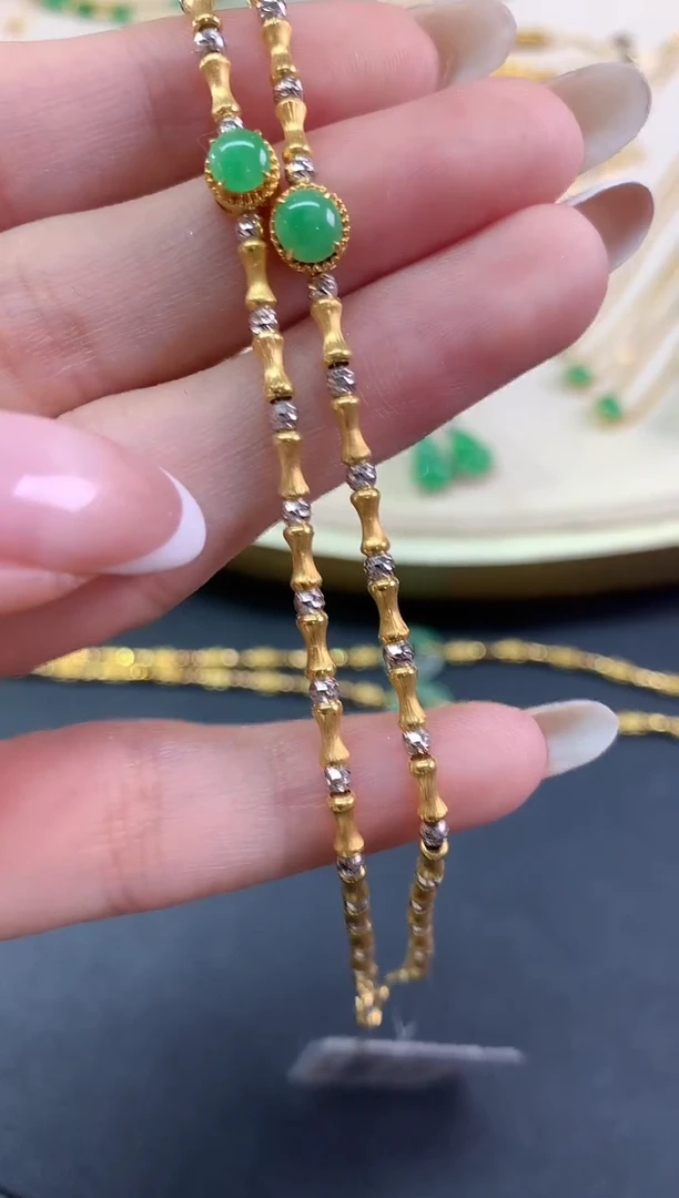 18K金镶嵌手链翡翠手链|1980多样性发其一