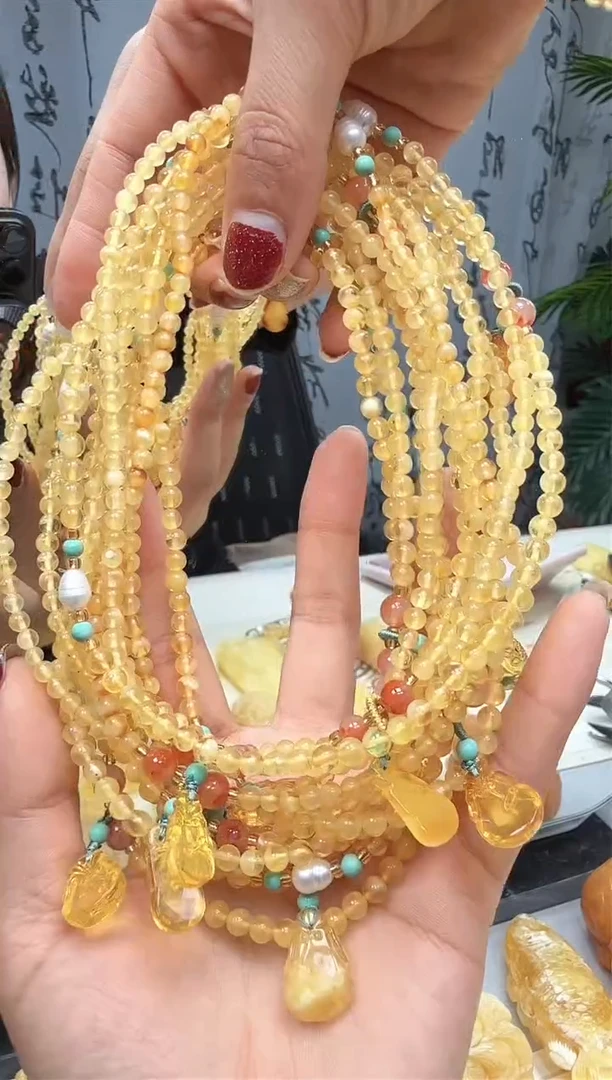 【闪购商品】琥珀裸石未镶嵌双圈手链   多样性发一