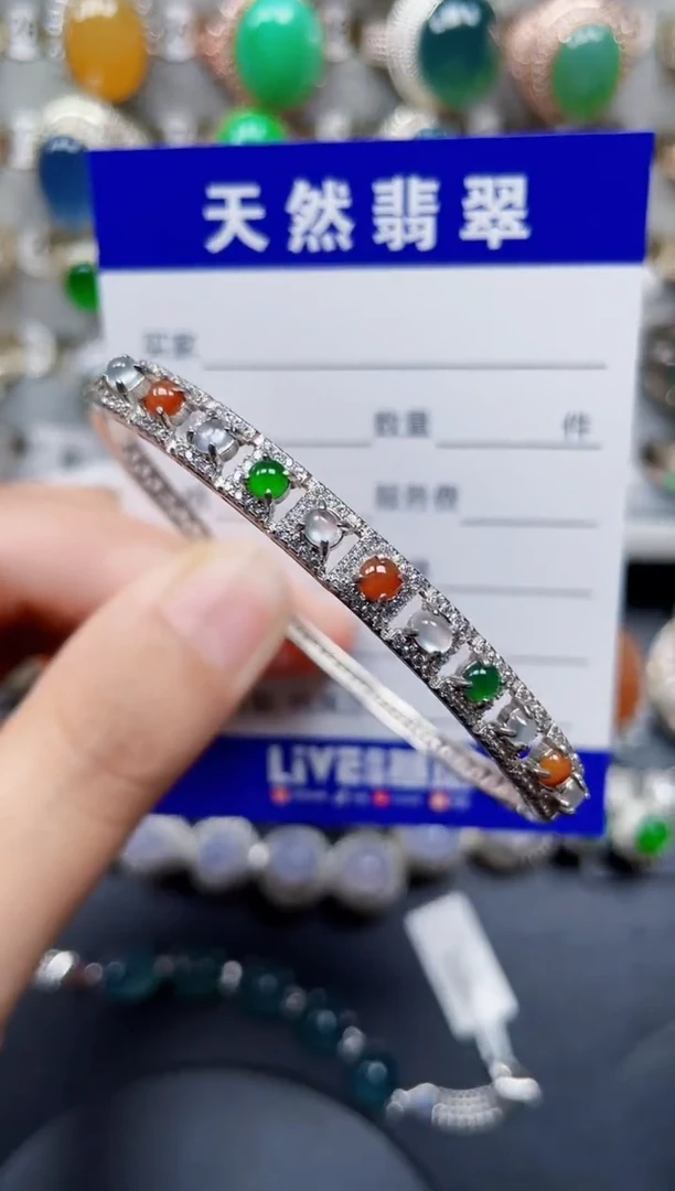 银S925镶嵌手镯翡翠162