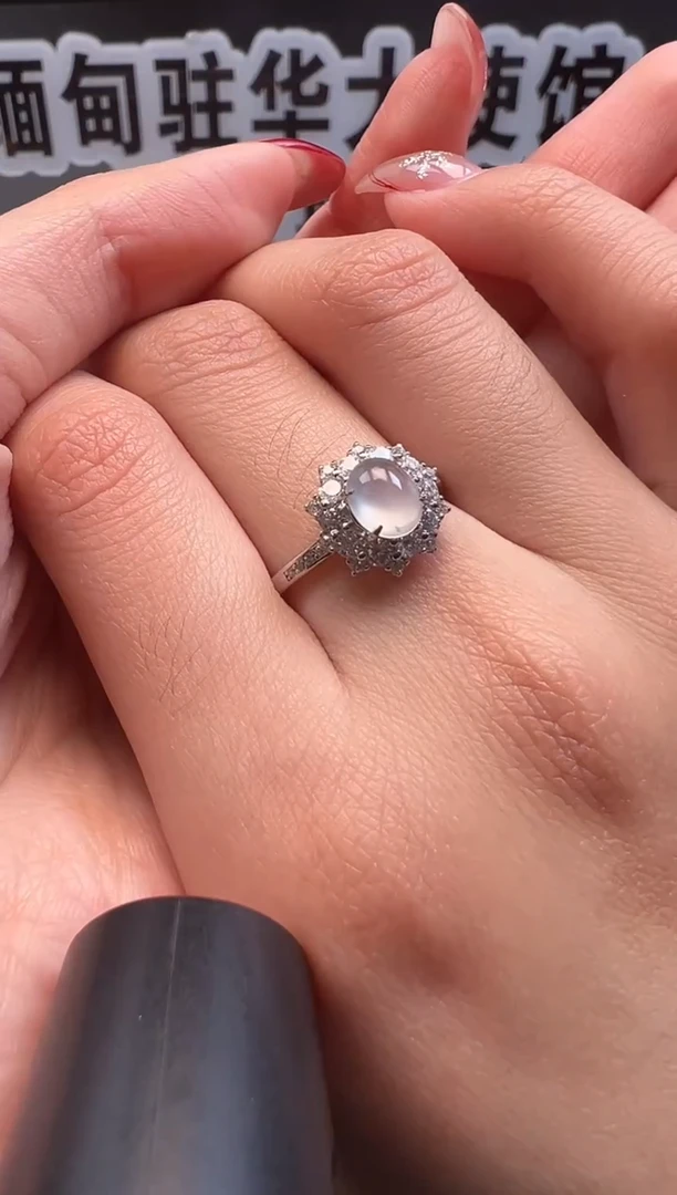 银S925镶嵌戒指翡翠 缅甸珠宝严选