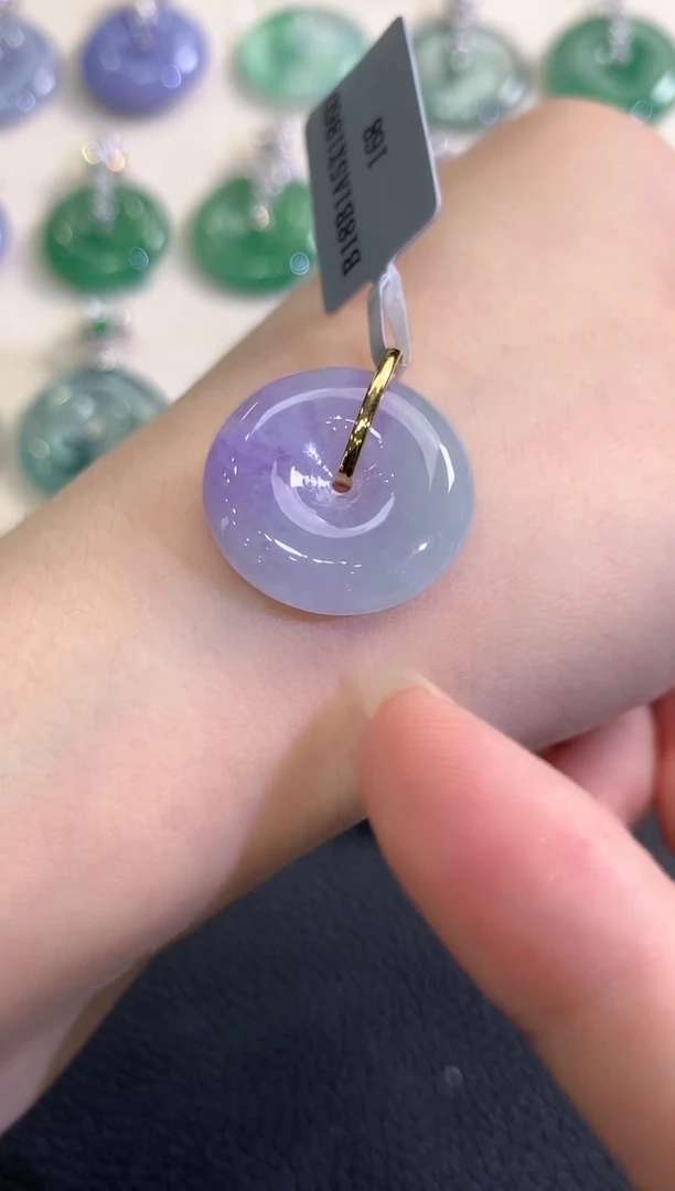 吊坠(不含链)18K金镶嵌翡翠春日珠宝 B15紫货有色差