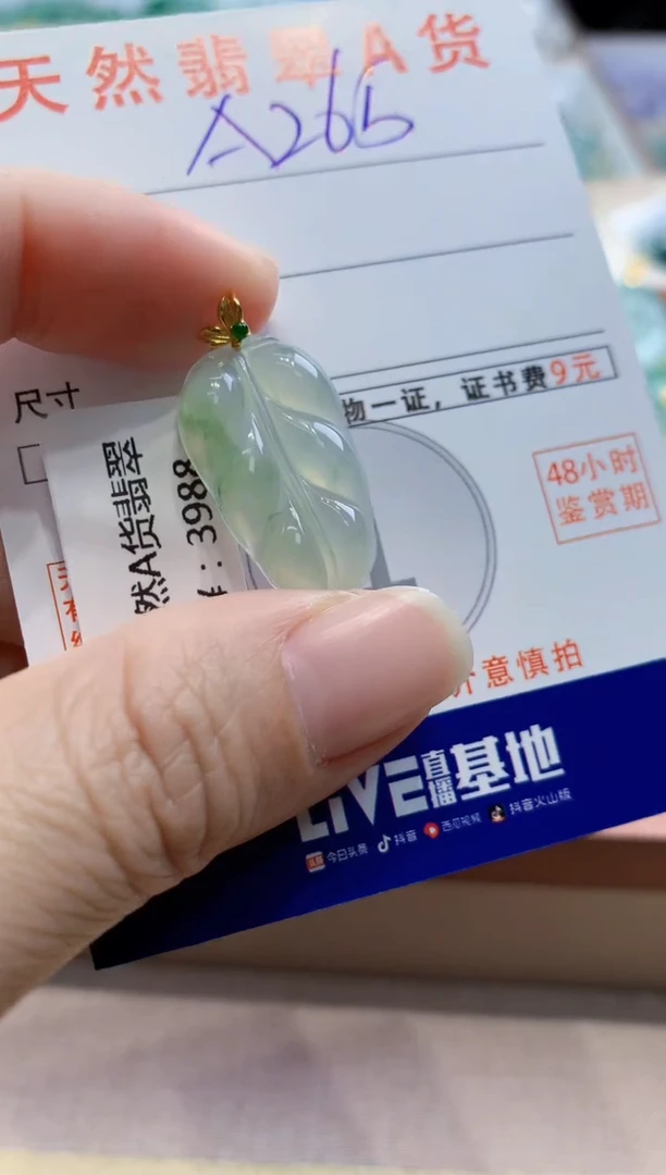 颈饰18K金镶嵌翡翠天然缅甸a货翡翠