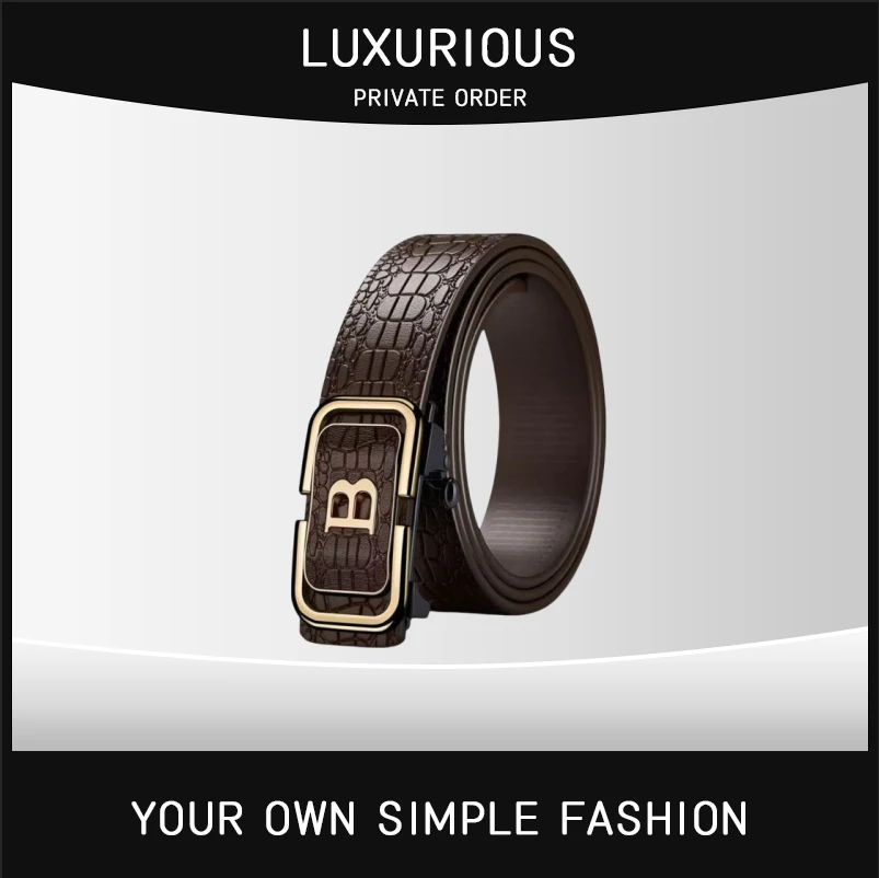 CoinoKnoe男士轻奢B字头鳄鱼纹腰带B-018YH