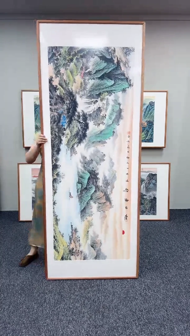国画旭日东升210*80手写手绘