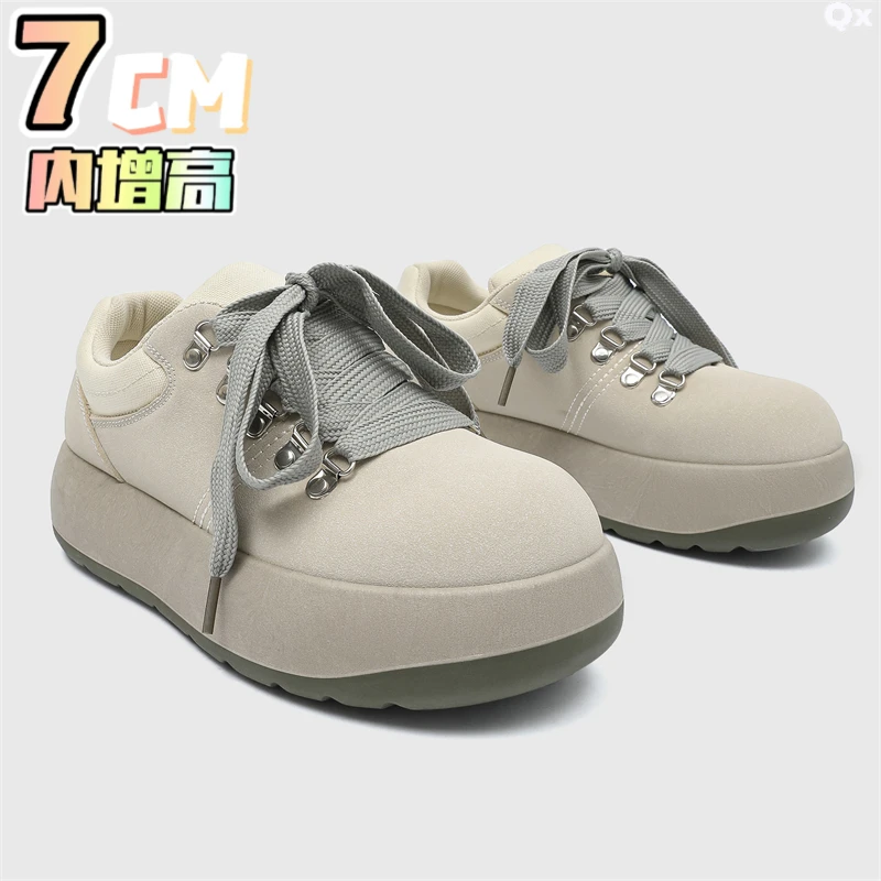 大头皮鞋男款隐形内增高男鞋7cm港风复古潮牌Q版德比鞋港风潮鞋子