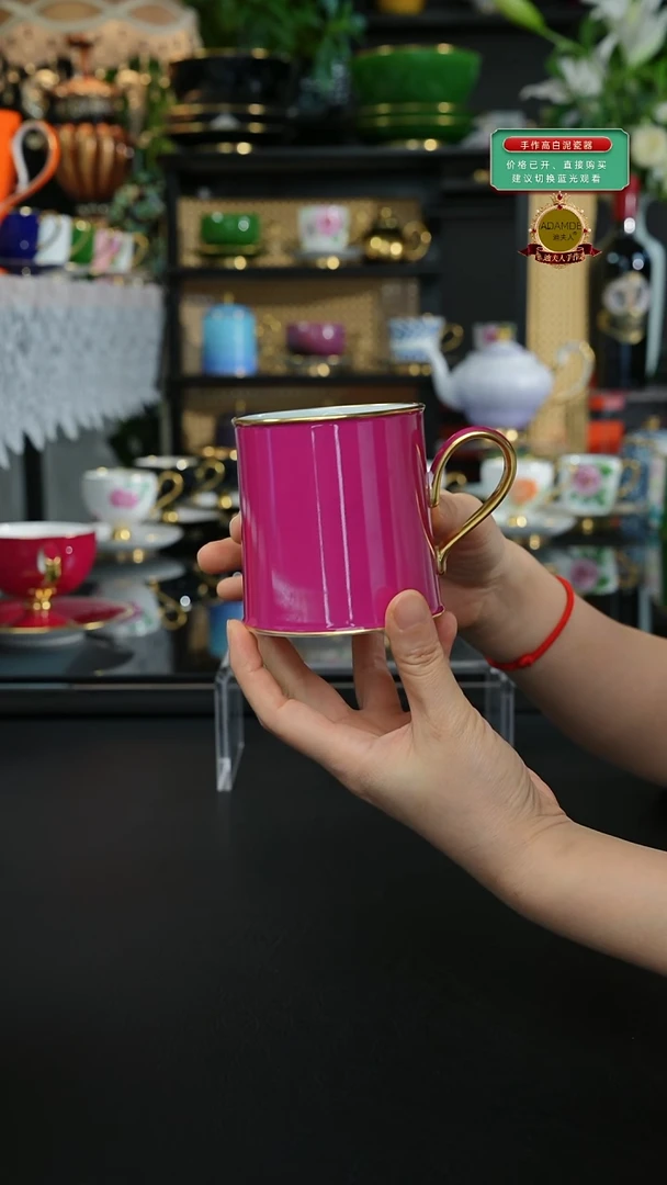 手作高白泥、玫红马克杯