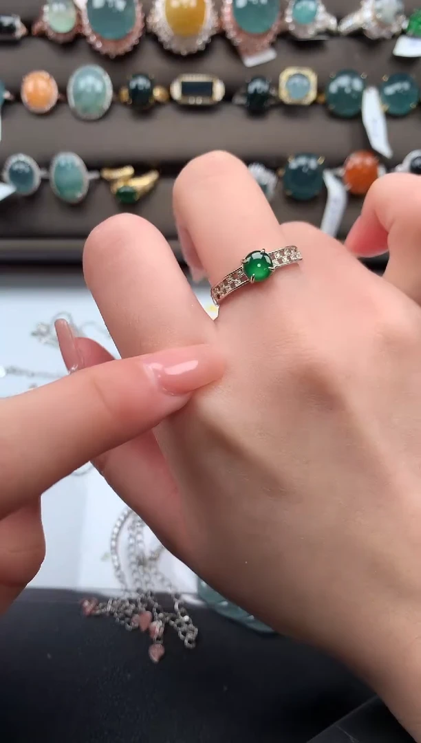 【闪购商品】翡翠戒指银S925镶嵌52141