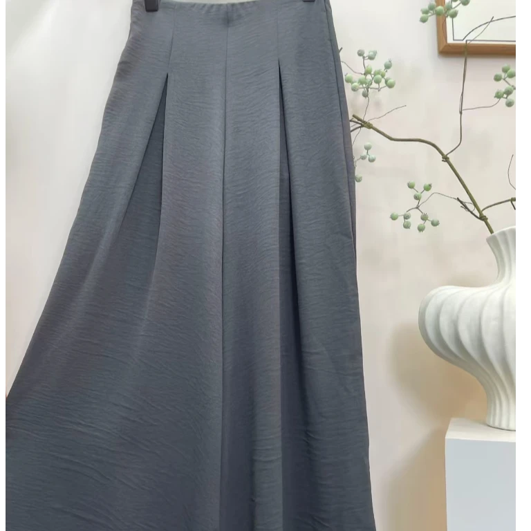 夏季新款高腰透气阔腿裤垂裤直筒时尚百搭长裤女5052