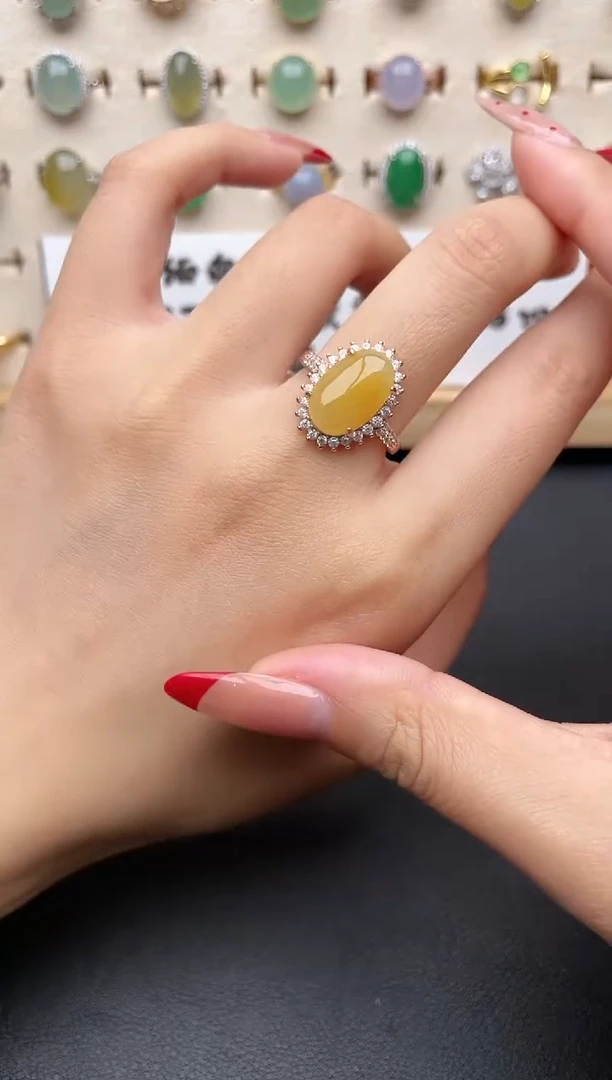 【闪购商品】翡翠戒指银S925镶嵌一物一证一礼盒