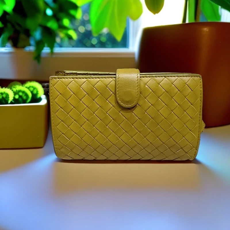 95新 BOTTEGA VENETA/葆蝶家 青色编织钱包 1191 4607